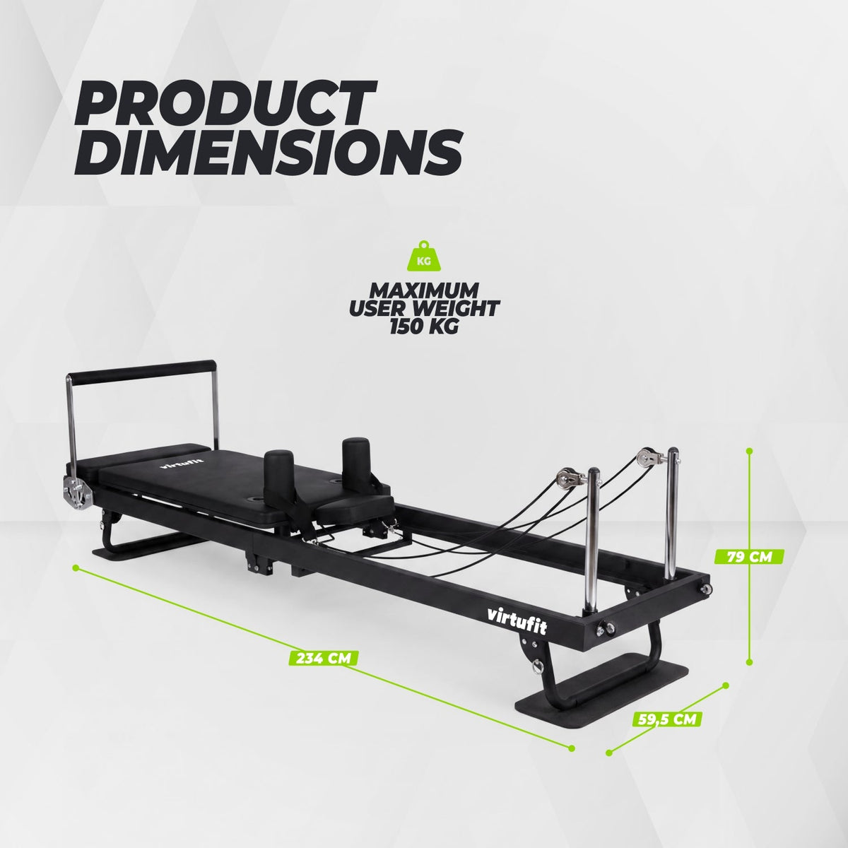 VirtuFit Pilates Reformer - Foldable - Black
