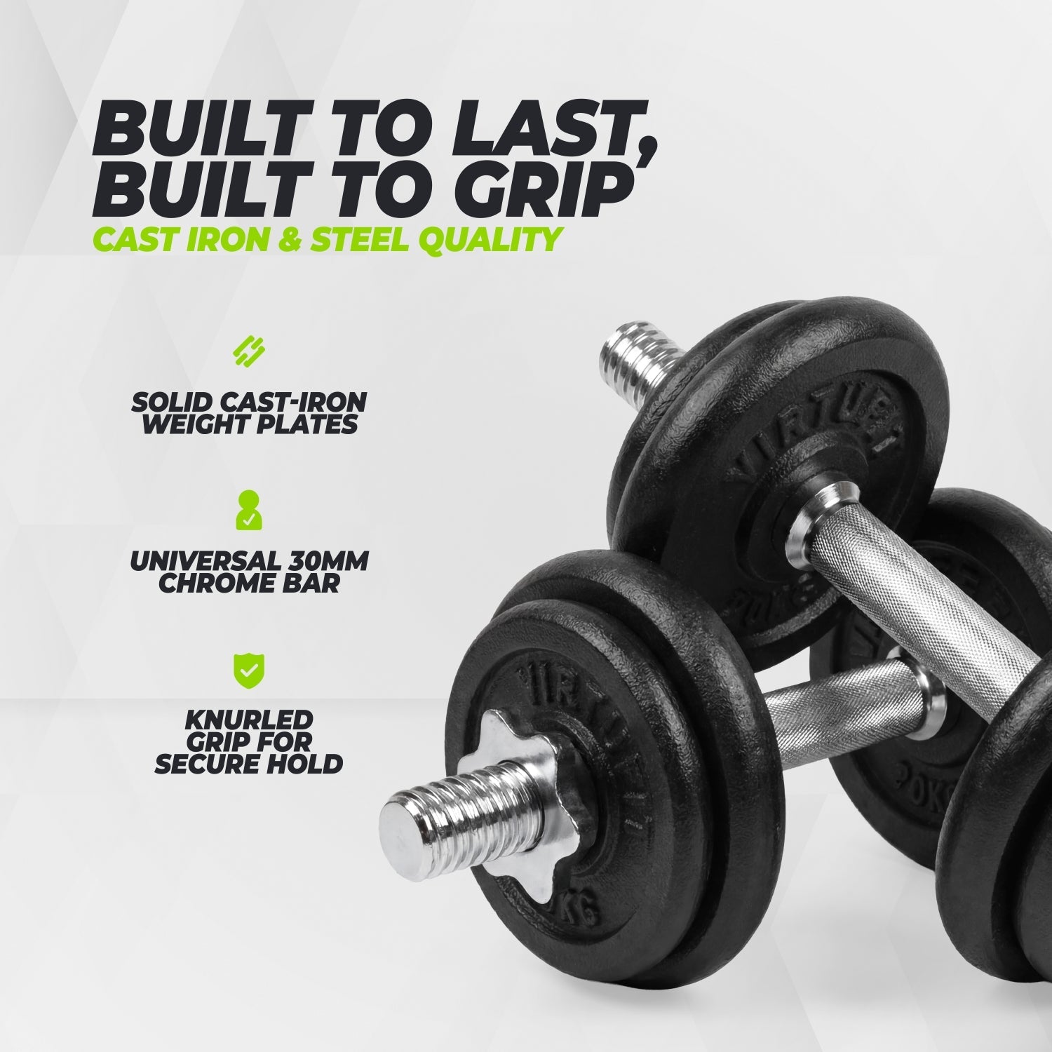 VirtuFit Adjustable Dumbbell Set Pro 20 kg - 2 x 10 kg - Including case