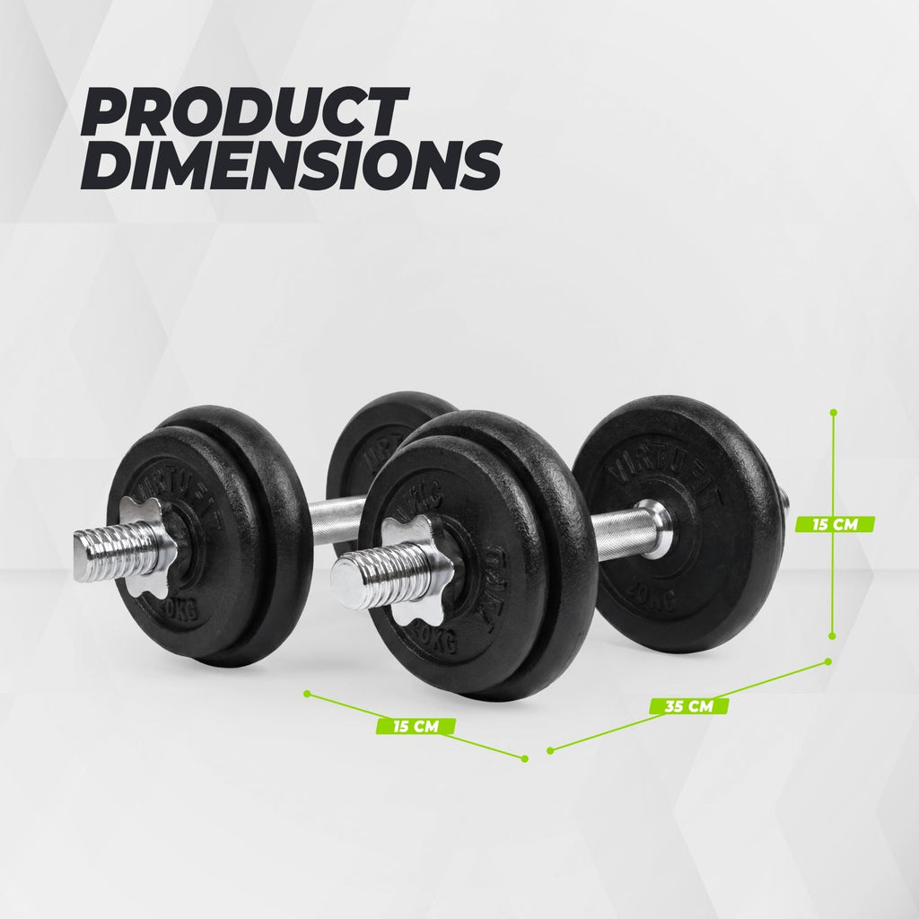 VirtuFit Adjustable Dumbbell Set Pro 20 kg - 2 x 10 kg - Including case