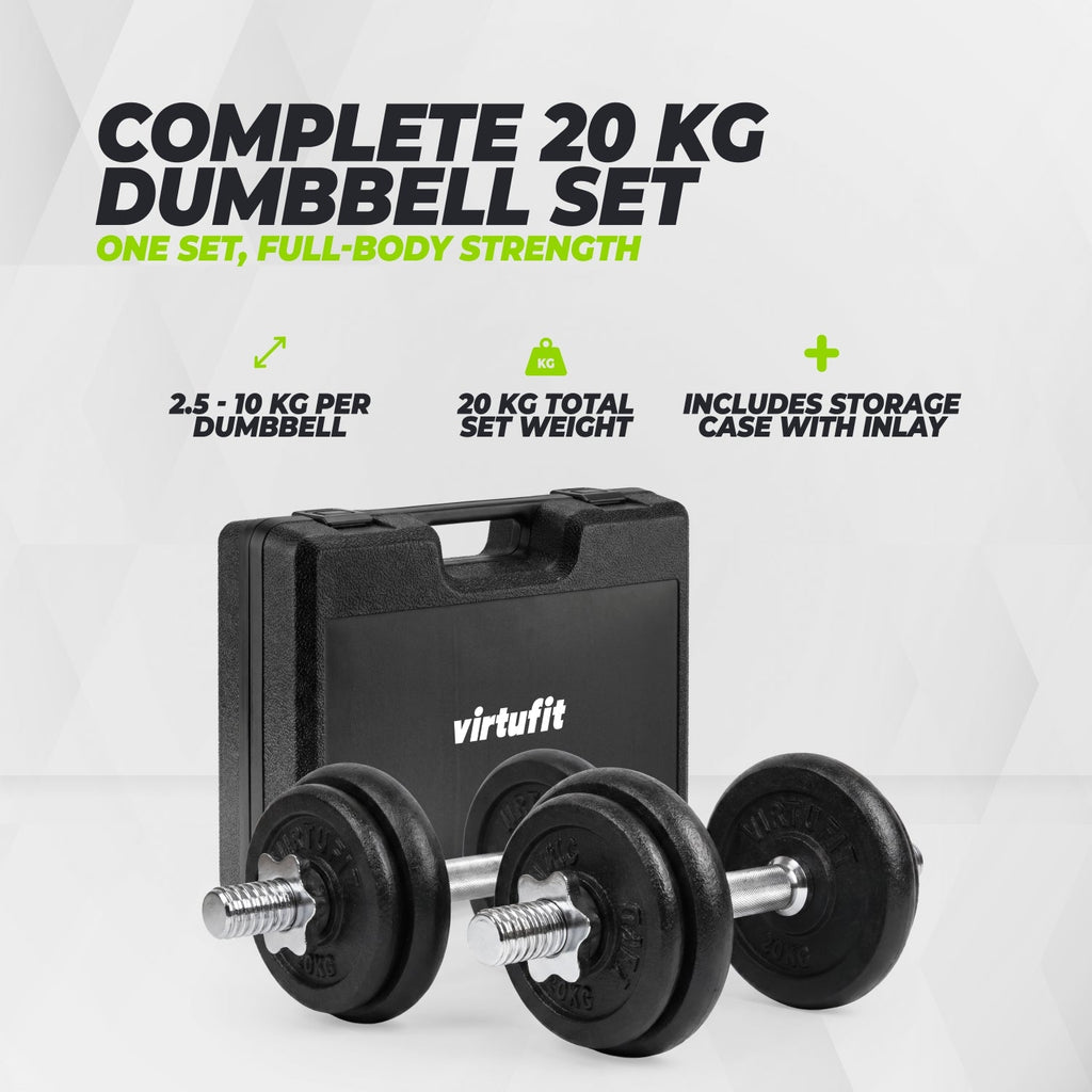 VirtuFit Adjustable Dumbbell Set Pro 20 kg - 2 x 10 kg - Including case