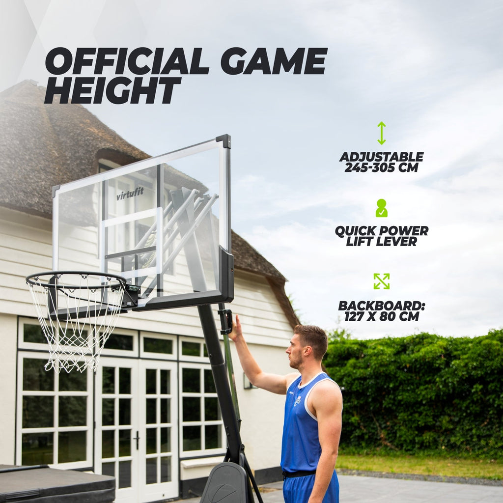 VirtuFit Premium Verstelbare Basketbalpaal - 245 tot 305 cm