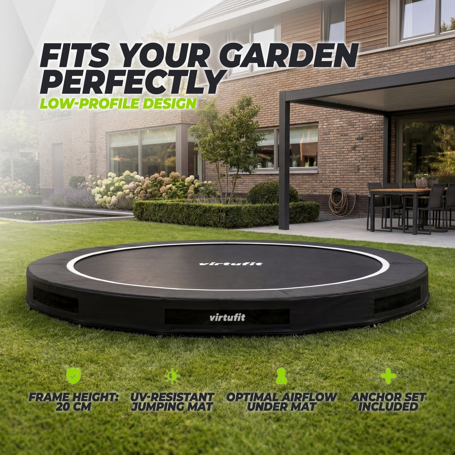 VirtuFit Inground Trampoline 305 cm - Without Safety Net