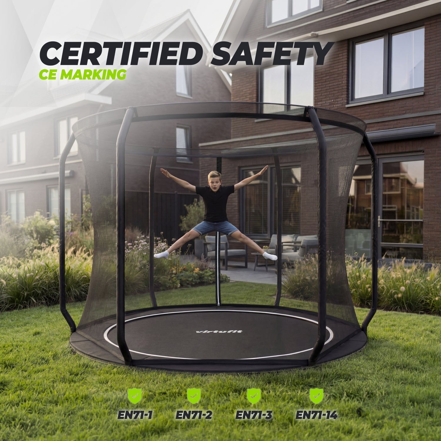 VirtuFit Groundlevel Trampoline 251 cm Including Safety Net
