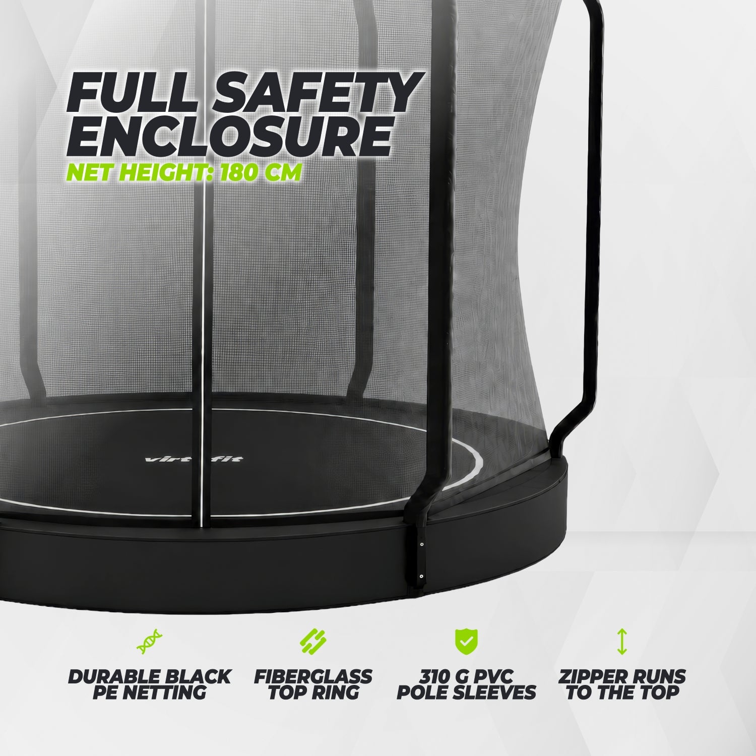 VirtuFit Groundlevel Trampoline 251 cm Including Safety Net