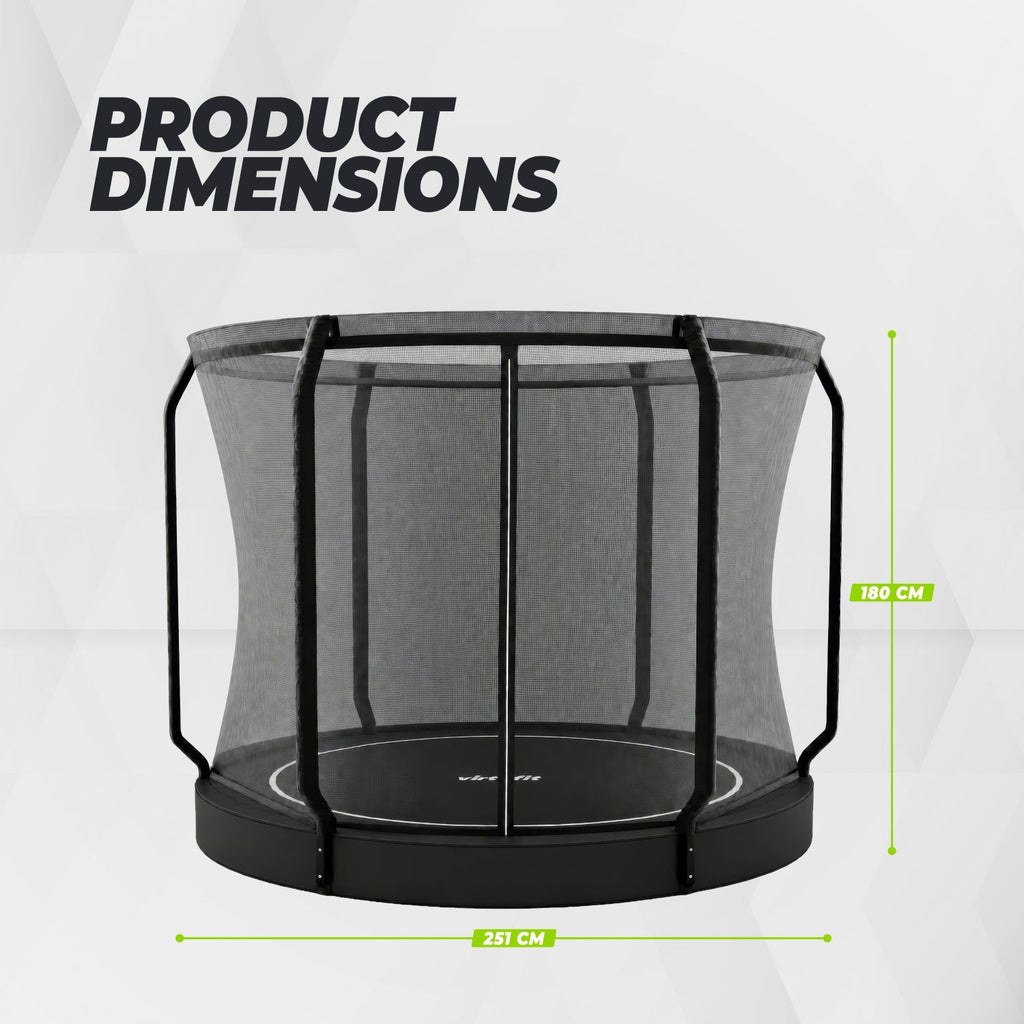 VirtuFit Groundlevel Trampoline 251 cm Including Safety Net