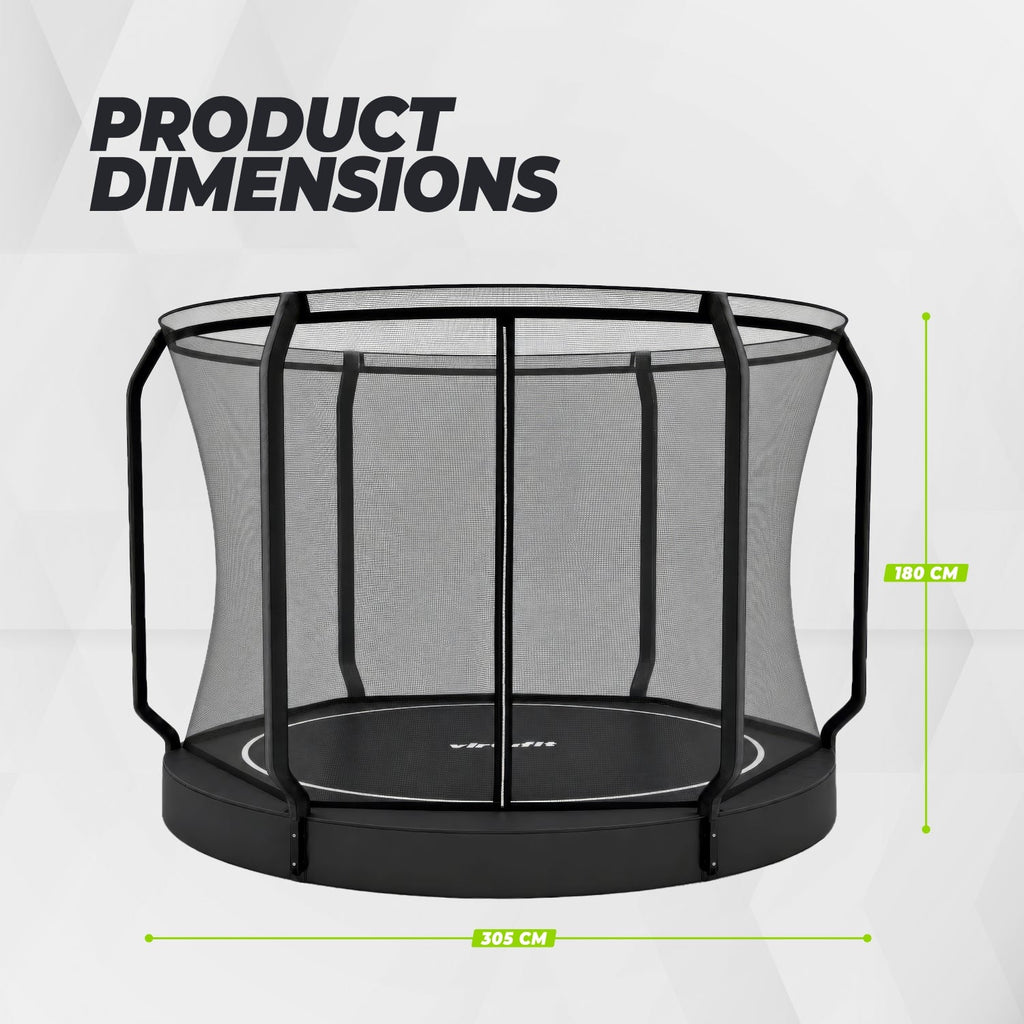 VirtuFit Groundlevel Trampoline 305 cm Inclusief Veiligheidsnet