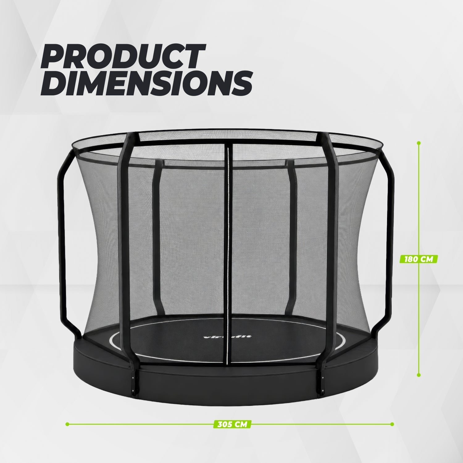 VirtuFit Groundlevel Trampoline 305 cm Inclusief Veiligheidsnet