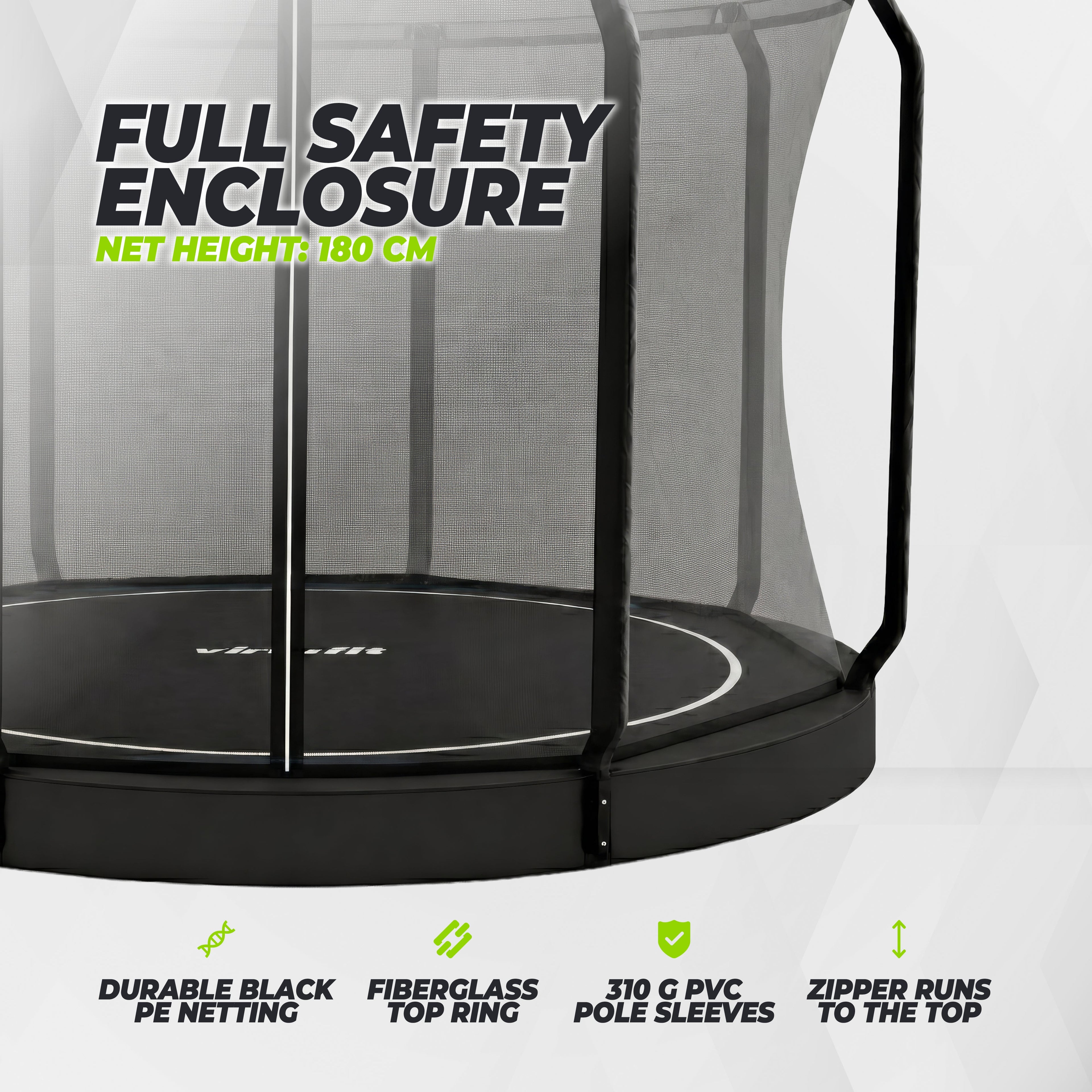 VirtuFit Groundlevel Trampoline 366 cm - inclusief veiligheidsnet