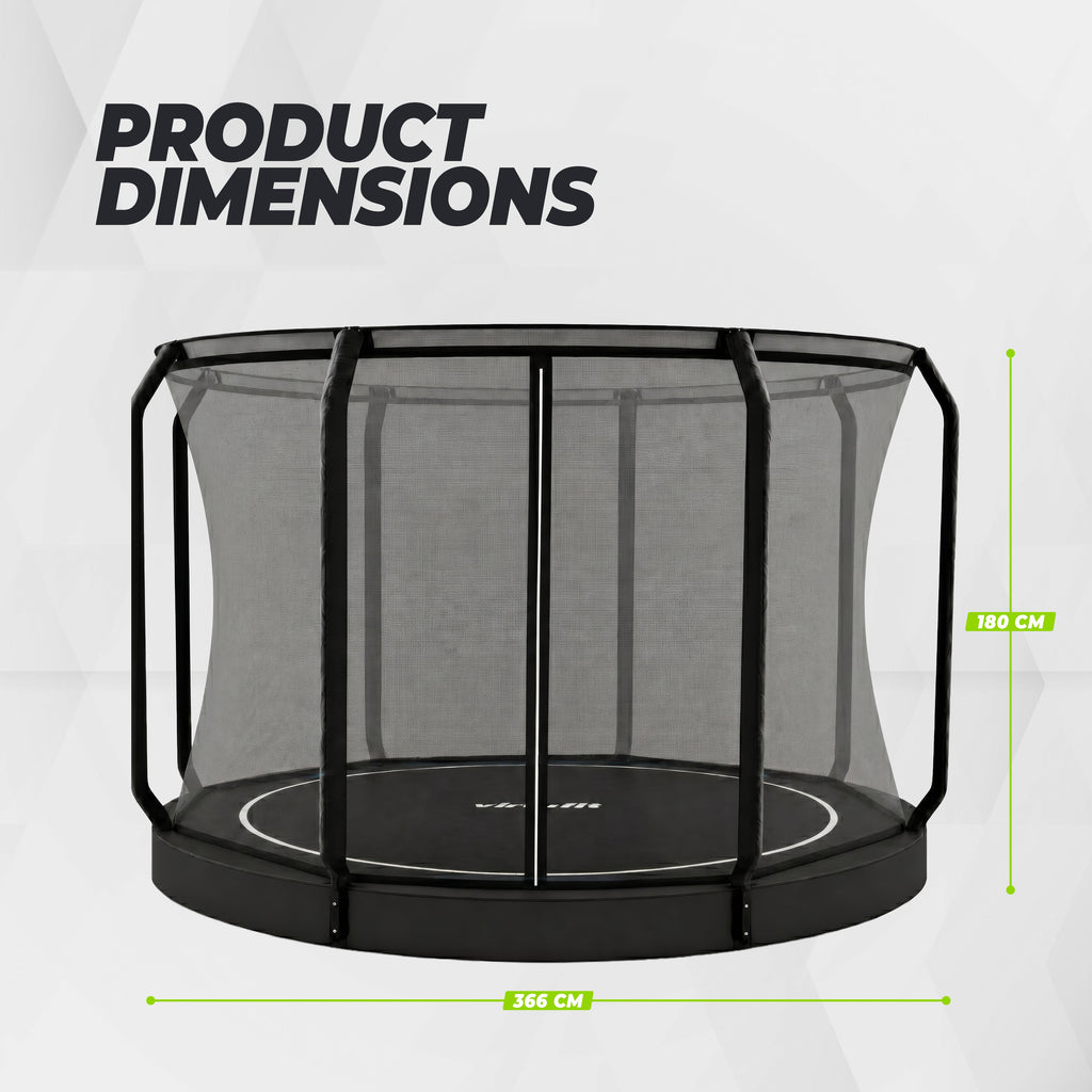 VirtuFit Groundlevel Trampoline 366 cm - inclusief veiligheidsnet