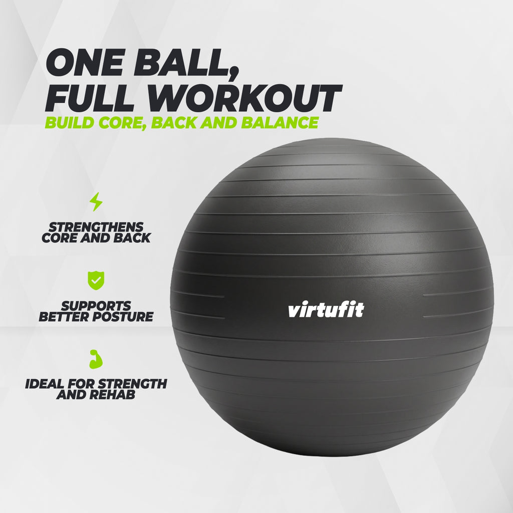 VirtuFit Anti-Burst Exercise Ball Pro - Black - 85 cm