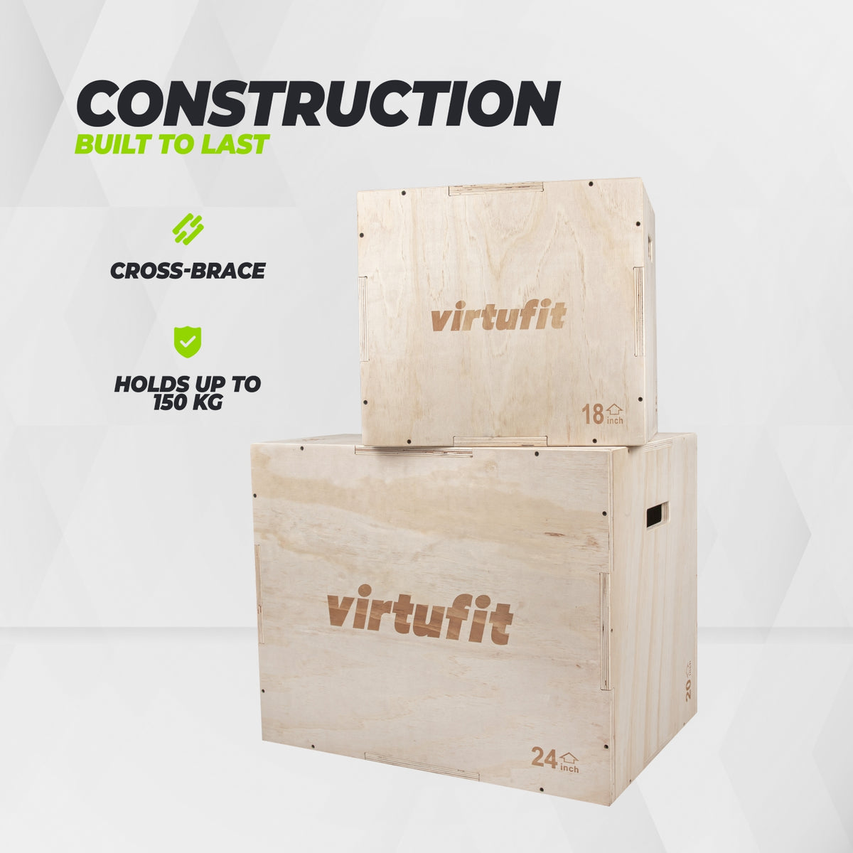 VirtuFit Wooden Plyo Box 3-in-1 - 40 x 45 x 50 cm