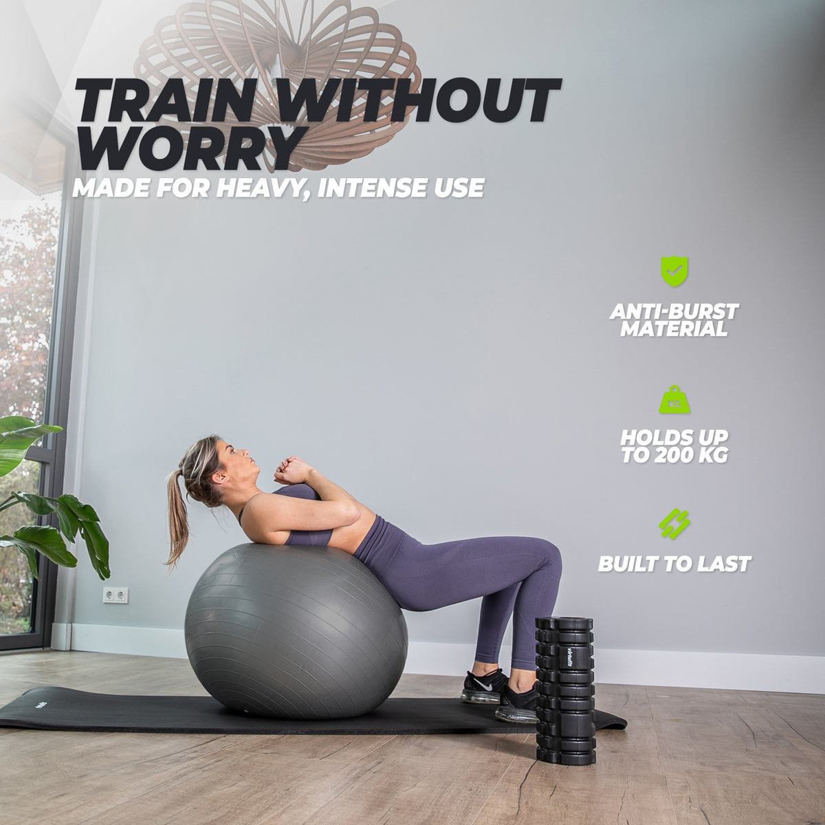 VirtuFit Anti-Burst Exercise Ball Pro - Black - 65 cm