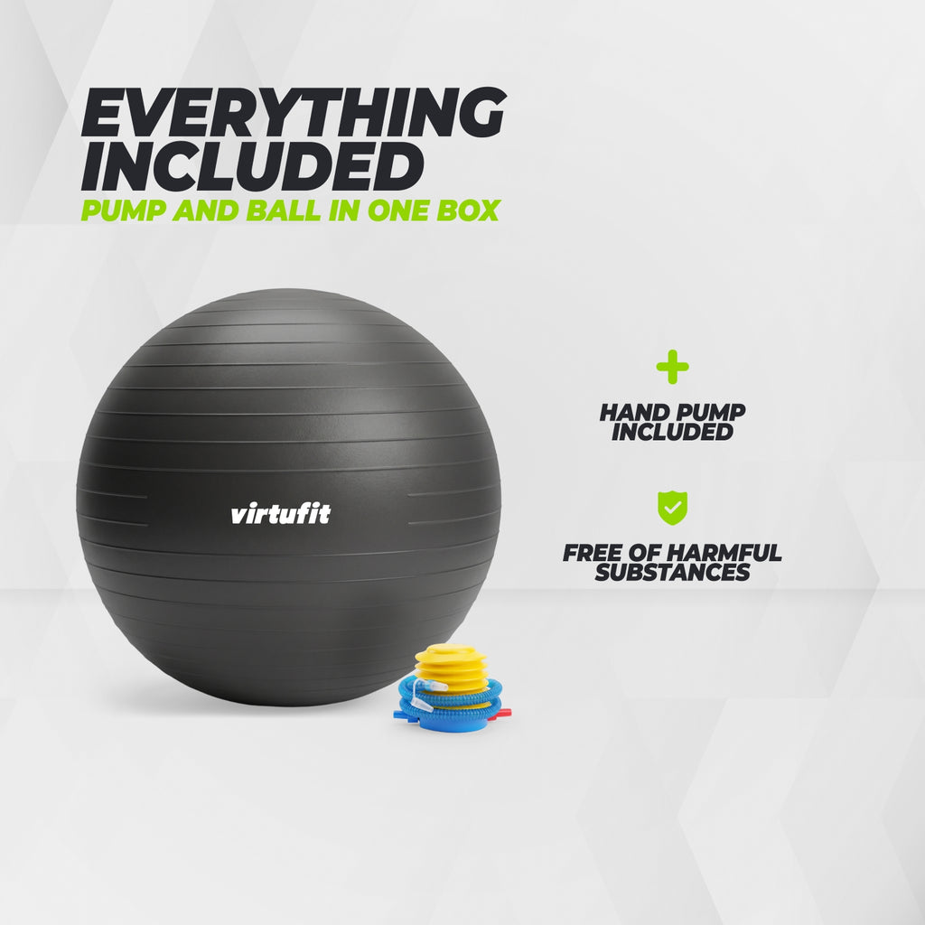VirtuFit Anti-Burst Exercise Ball Pro - Black - 55 cm