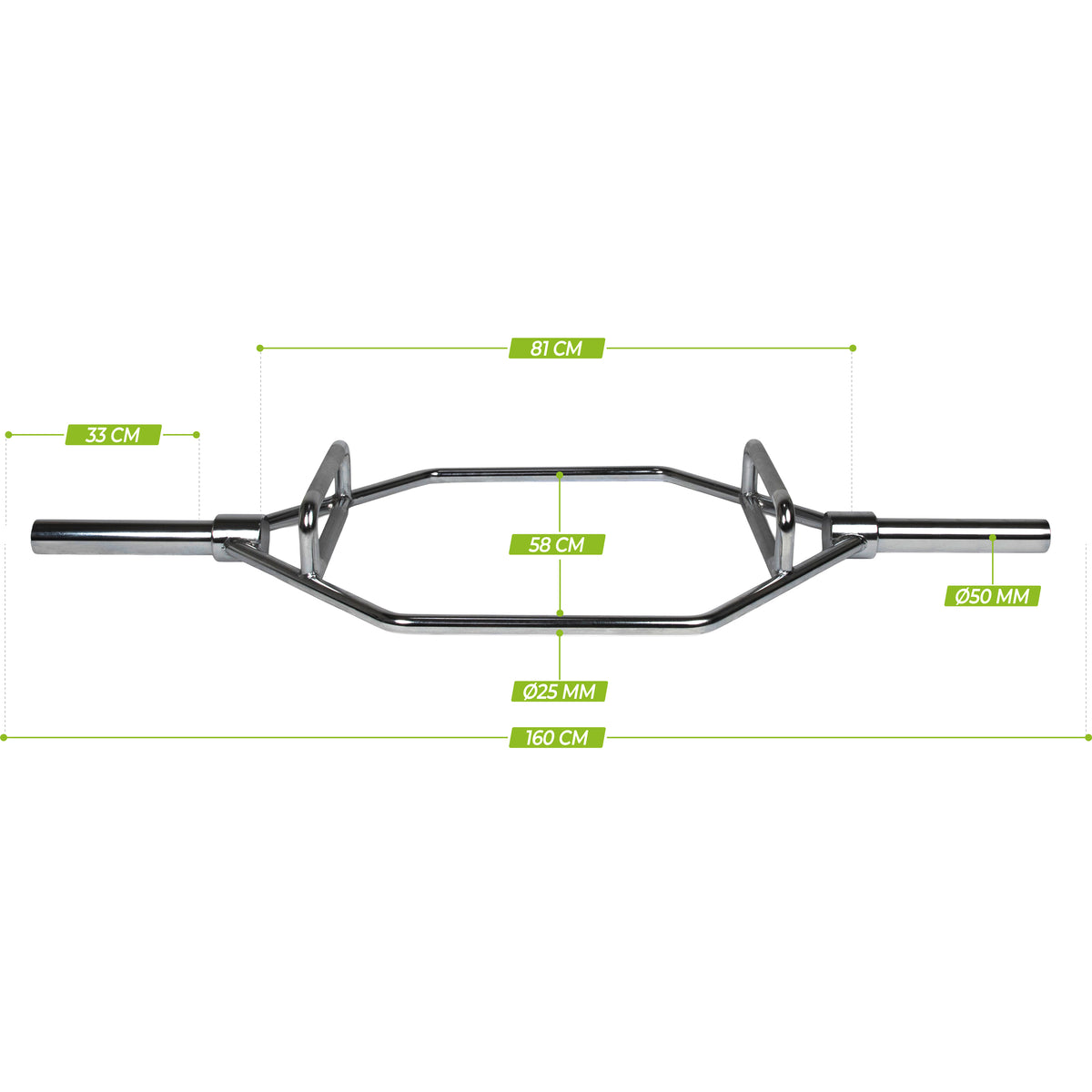 VirtuFit Olympic Hex Bar - Shrug Bar - Trap Bar - 160 cm