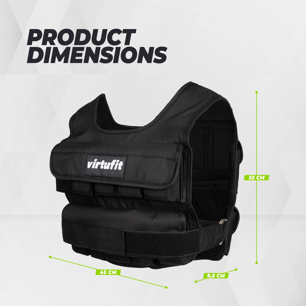 VirtuFit Adjustable Weight Vest Pro - 10 kg - Black