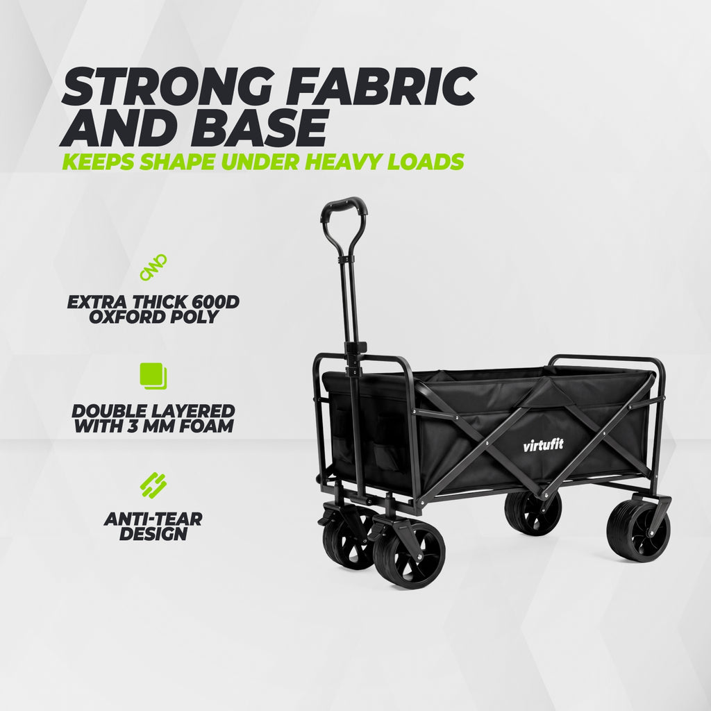 VirtuFit FW100 Opvouwbare Bolderkar - 150 kg Draagvermogen - Incl. Afdekhoes - Zwart