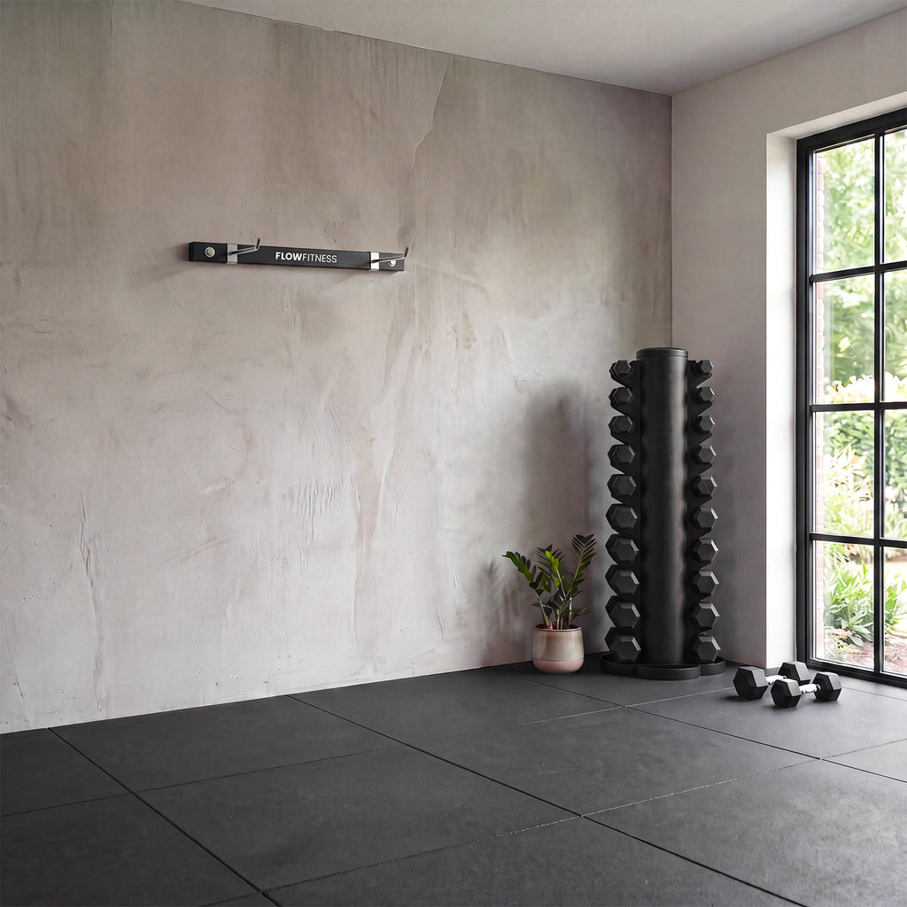 Flow Fitness Wall Rack for Fitness Mats - Storage Rack - Wall Mounting