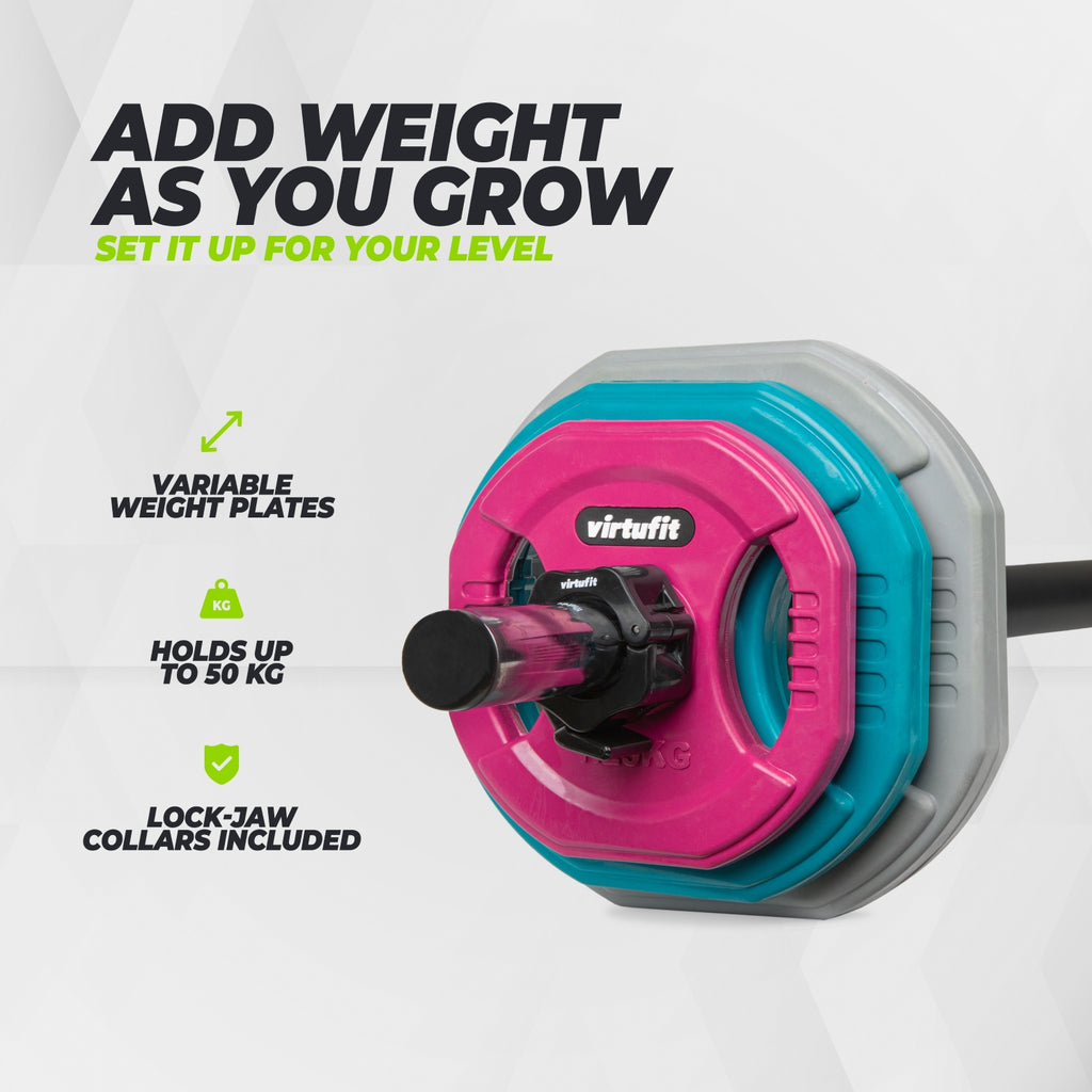 VirtuFit Rubber Aerobic Pump Set - 20 kg - Coloured