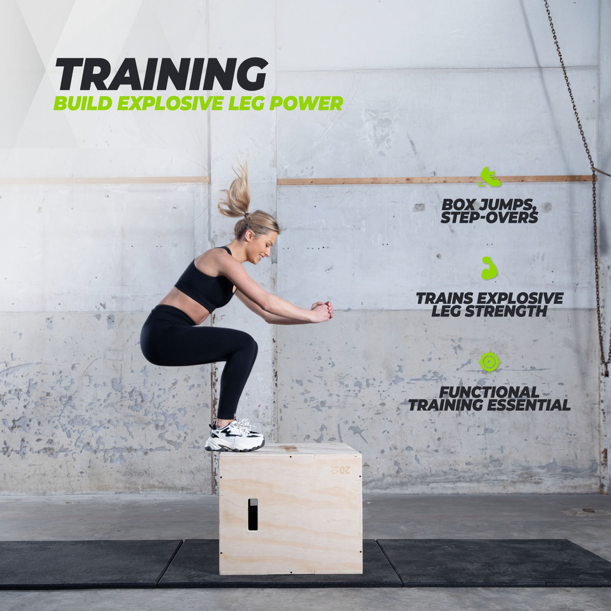 VirtuFit Wooden Plyo Box 3-in-1 - 40 x 45 x 50 cm