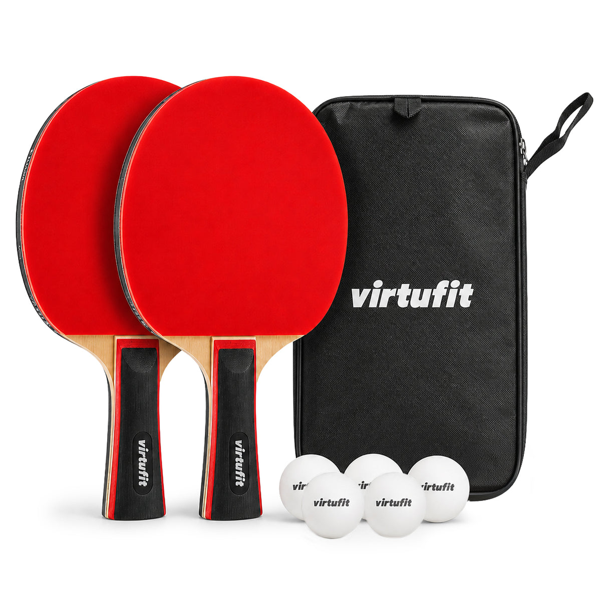 VirtuFit Pro Ping Pong Paddle Set - Includes Carrying Bag and 5 Balls
