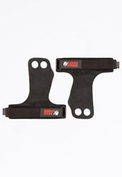 Gorilla Wear 2-Hole Leren Lifting Grips - Zwart - M