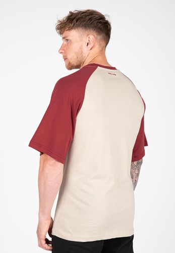 Gorilla Wear Logan Oversized T-Shirts - Beige/Rood-3