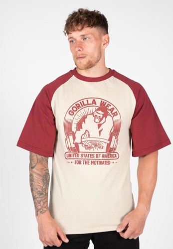 Gorilla Wear Logan Oversized T-Shirts - Beige/Rood
