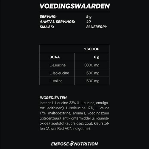 Empose Nutrition BCAA Poeder - Aminozuren - 360 gr - Blauwe Bes-2