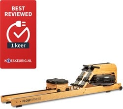 Flow Fitness Perform W9i Oak Rowing Machine - Unique Water Resistance System - 19 Training Programs