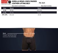 Gorilla Wear 4 Inch Padded Leather Lifting Belt - Black/Gray -  S/M-2