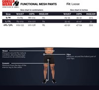 Gorilla Wear Functional Mesh Trainingsbroek - Zwart / Groen - Maattabel