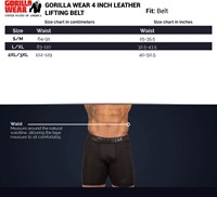 Gorilla Wear 4 Inch Leren Lifting Belt - Maattabel
