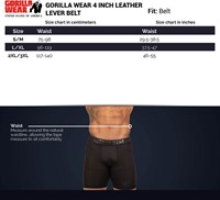 Gorilla Wear 4 Inch Leren Lever Lifting Belt - Bruin - Maattabel