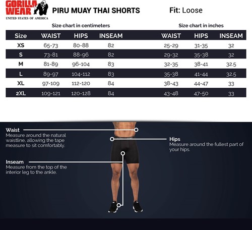 Gorilla Wear Piru Muay Thai Shorts - Wit / Zwart
