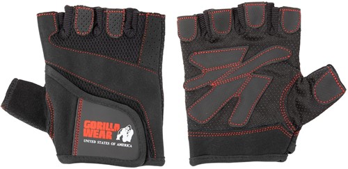 Gorilla Wear Womens Fitness Gloves - Fitness Handschoenen - Zwart/Rode Stiksels