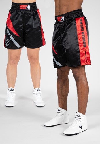 Gorilla Wear Hornell Boxing Shorts - Zwart / Rood