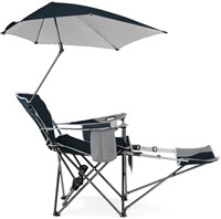 Sport-Brella Verstelbare Campingstoel - Visstoel - Strandstoel met Parasol - Blauw-2