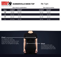 Summerville bikini top size chart