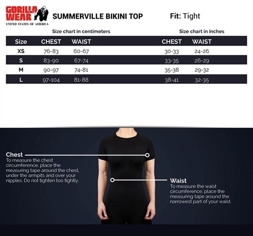 Summerville bikini top size chart