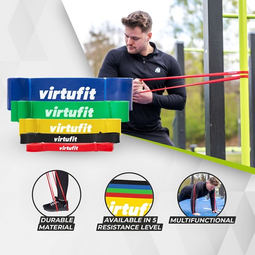 VirtuFit Pro Power Band - Weerstandskabel - Fitness Elastiek - Licht (22 mm) - Zwart-3