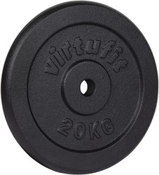 VirtuFit Gietijzeren Halterschijf - Halter gewicht - 30 mm - 20 kg - Zwart