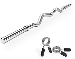 VirtuFit Curl Bar - EZ Barbell - 120 cm - Spring Clip - 30 mm