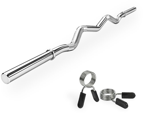 VirtuFit Curlstang - EZ Halterstang - 120 cm - Veerclip - 30 mm
