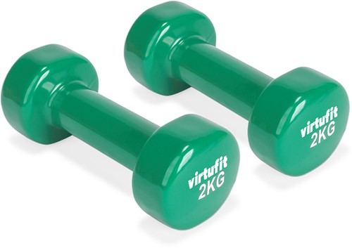 VirtuFit Vinyl Dumbbell Pro - 2 kg - Groen-2