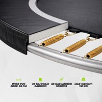 Detailopname van de VirtuFit Premium Trampoline 305 cm met 60 verzinkte veren een brede PVC rand en dikke foam padding voor extra veiligheid.