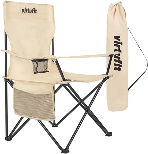 VirtuFit Opvouwbare Camping Stoel - Strandstoel - Beige