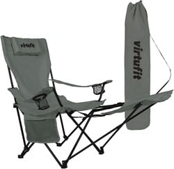 VirtuFit Foldable Camping Chair with Footrest - Grey