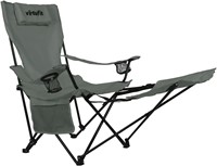 VirtuFit Opvouwbare Camping Stoel met Voetsteun - Strandstoel - Grijs-2