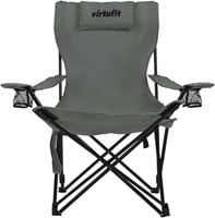 VirtuFit Opvouwbare Camping Stoel met Voetsteun - Strandstoel - Grijs-3