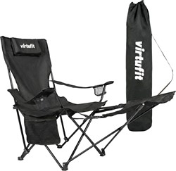 VirtuFit Foldable Camping Chair with Footrest - Black
